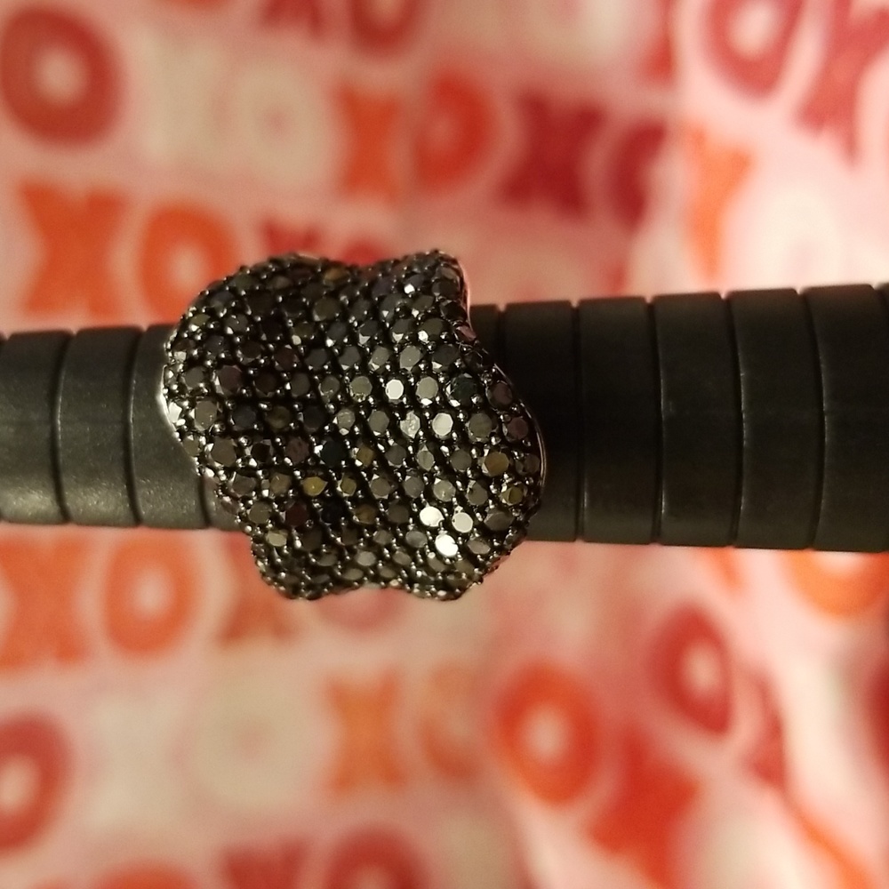 black spinel Sterling silver 925 fashion ring  size 6
